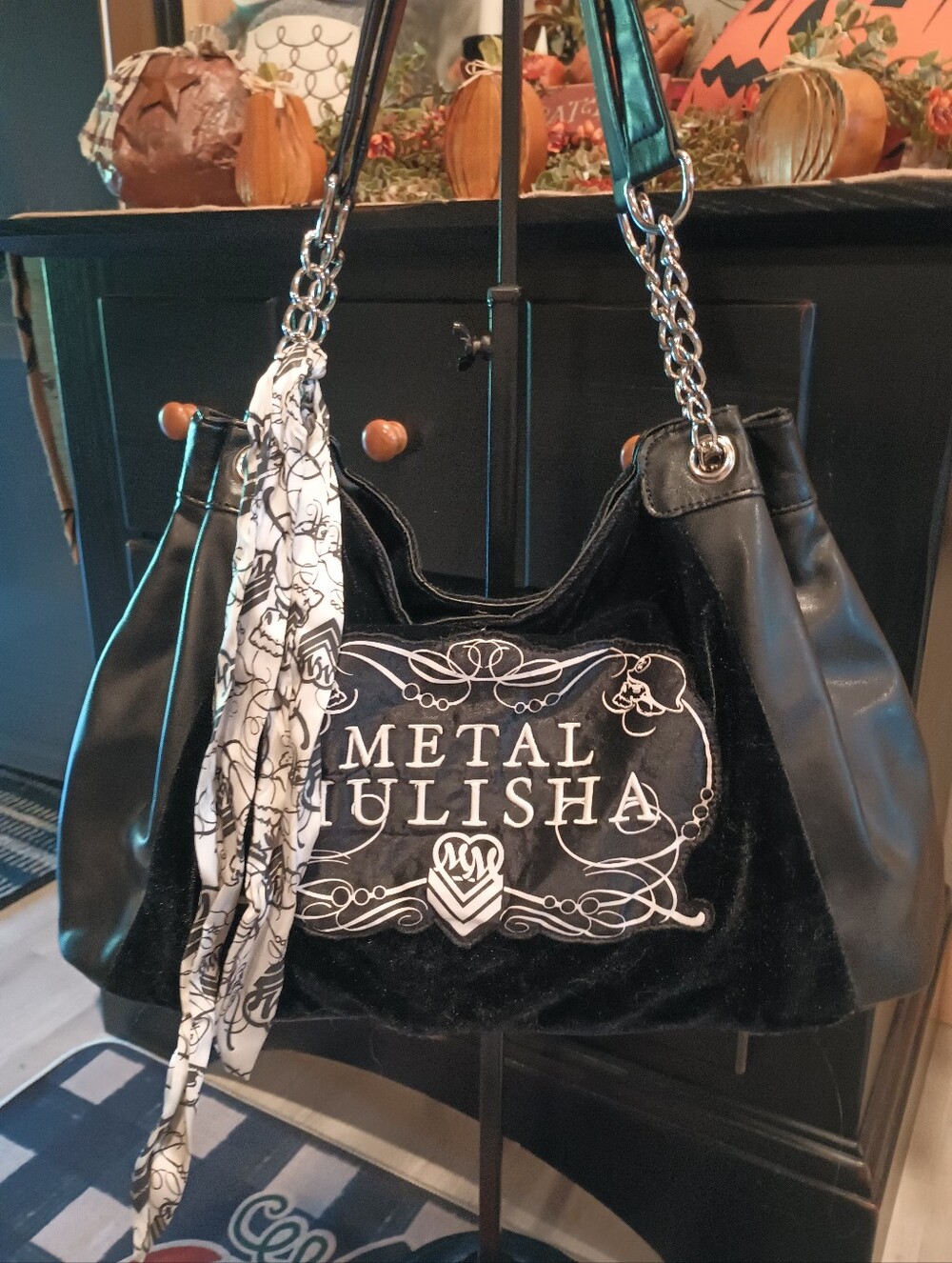 Metal Mulisha Black Logo Tote Bag with Chain Straps